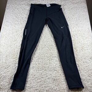 Nike Dri Fit Womens Black Running Athletic Pants Zip Ankle‎ L